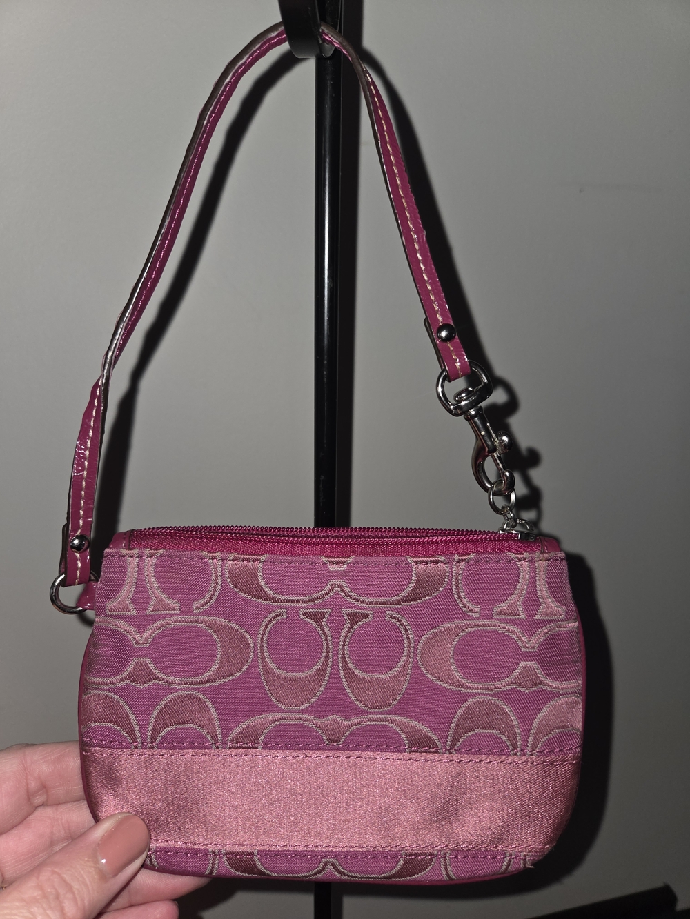 Coach Pink Signature Jacquard Wristlet - Picture 2 of 6